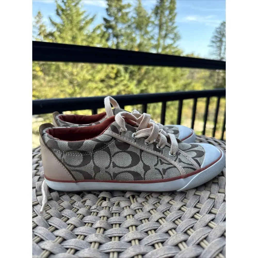 Coach Barrett Women's Sneaker 6M Metallic Pink Canvas Casual Lace-Up Shoes
